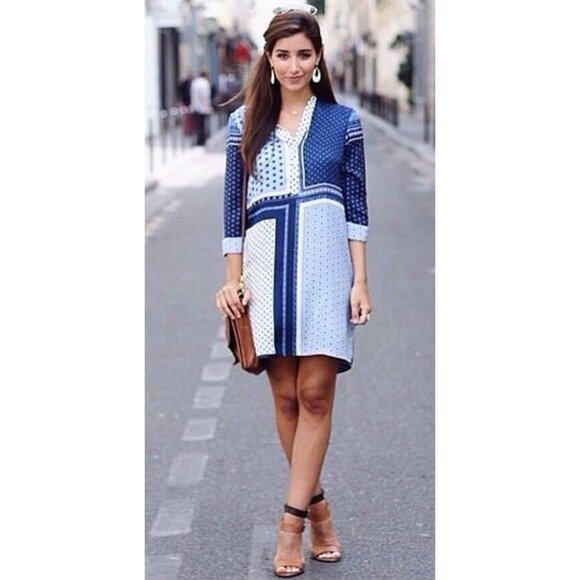 Zara Dresses & Skirts - Zara Printed Tunic Dress Button-Up Buttondown V-Neck Handkerchief Long Top Mini